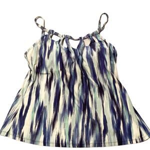 24th & Ocean Tankini Medium Women Navy Tie Dye Padded Neckline Cutout Detail